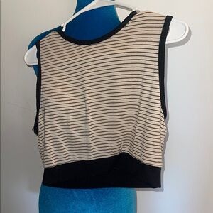 Elegant Black and Cream Striped Tank Top
